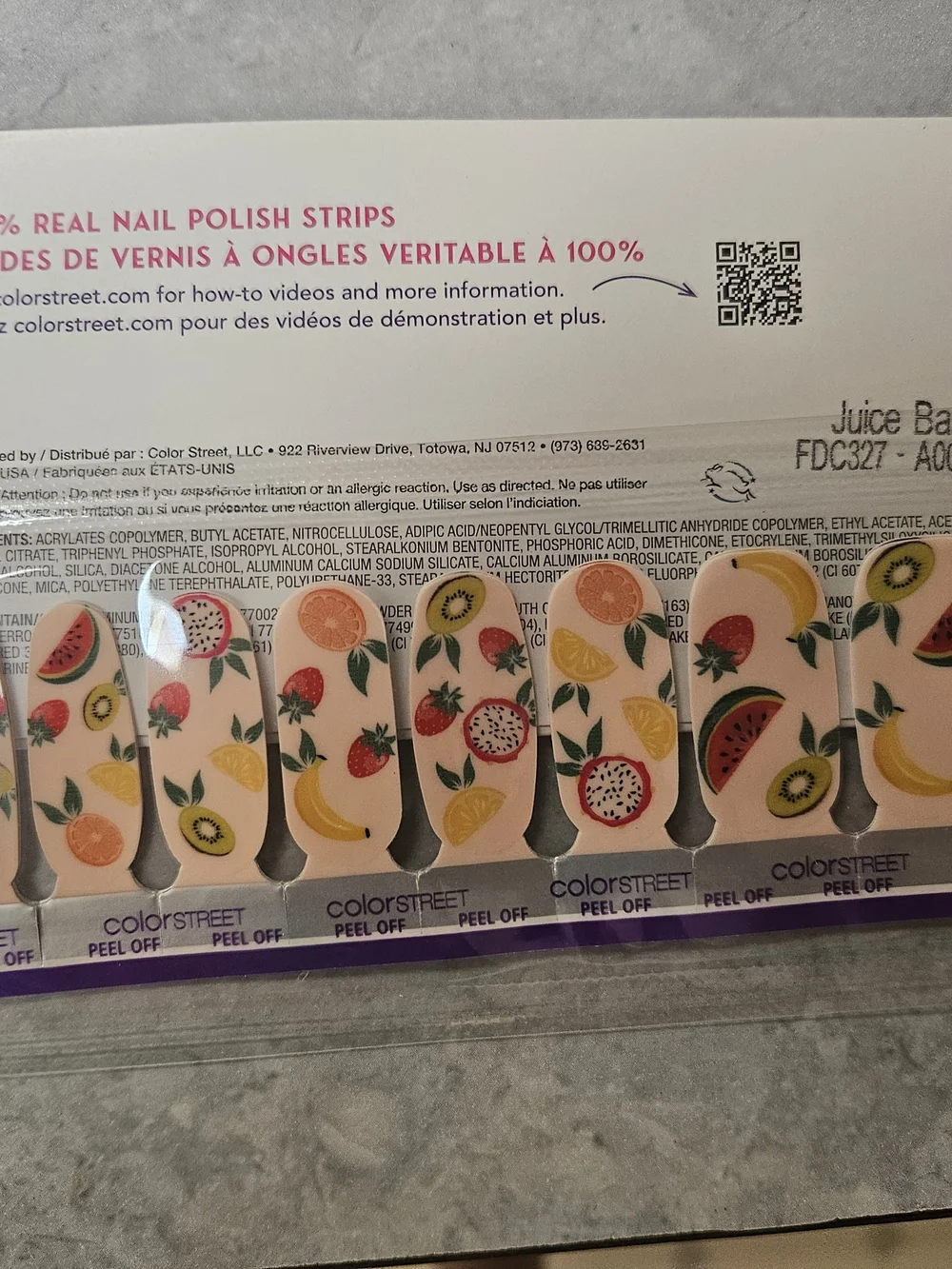 Color Street Fruit Pattern Nail Strips — Pink, Yellow & Green Tropical Design